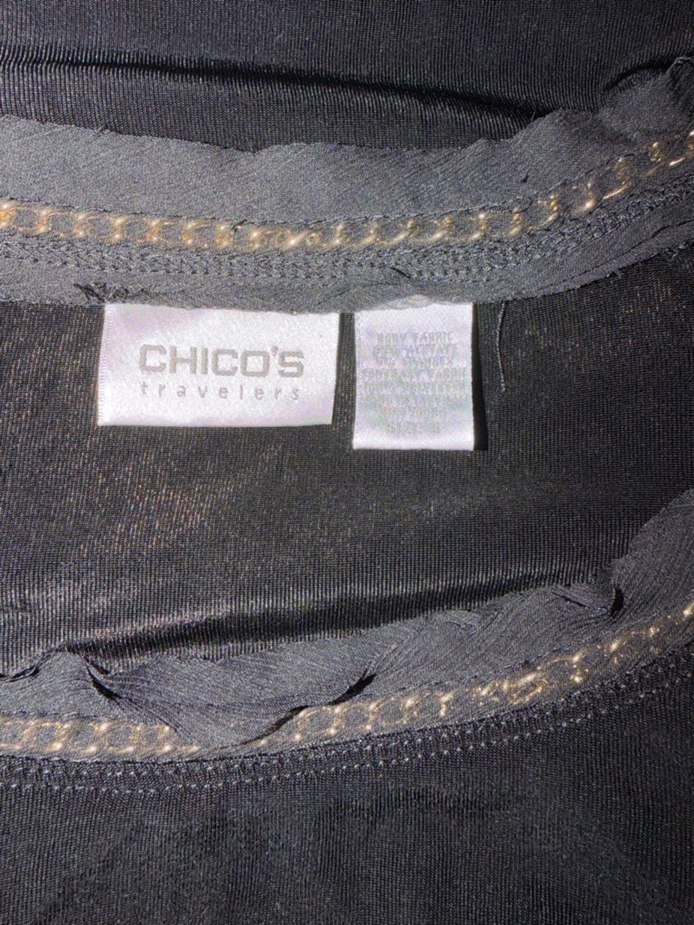 Chico's Travelers Black Slinky Knit Tank Top with Gold Chain Detail - Picture 6 of 6